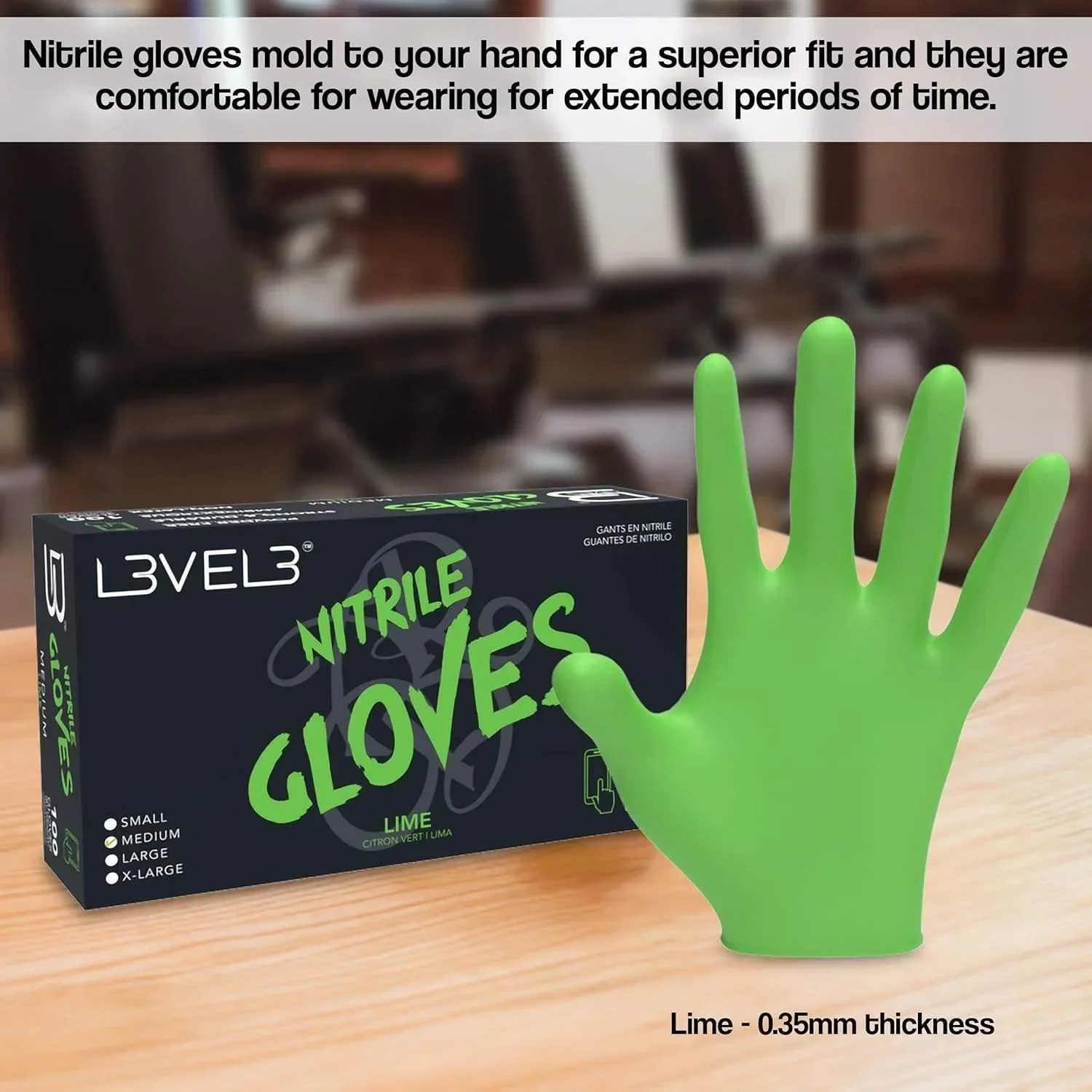 Level 3 Nitrile Gloves (100ct) - Lime Xlarge X-Large - Image 5