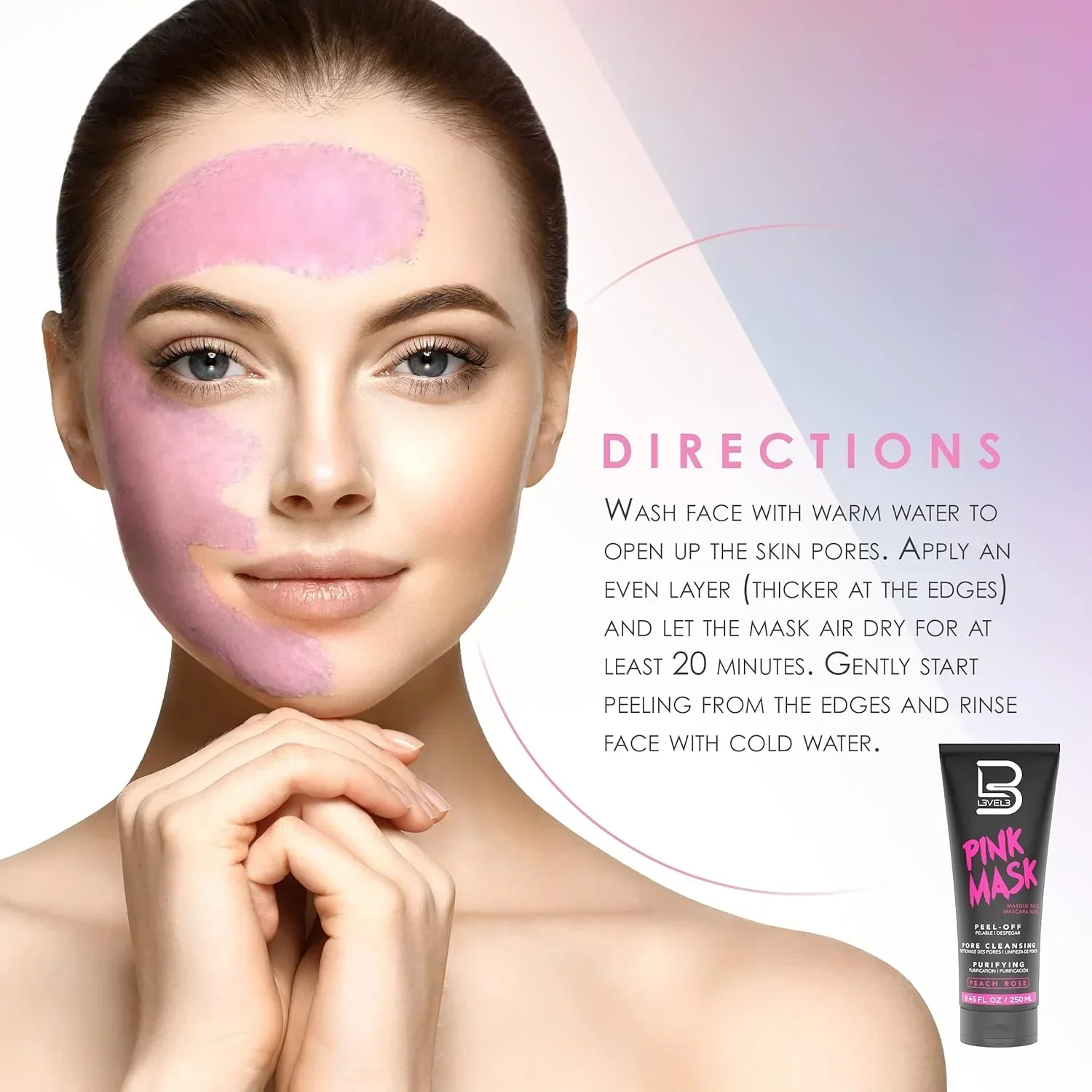 L3VEL3 Pink Facial Mask 8.45 oz - Image 5